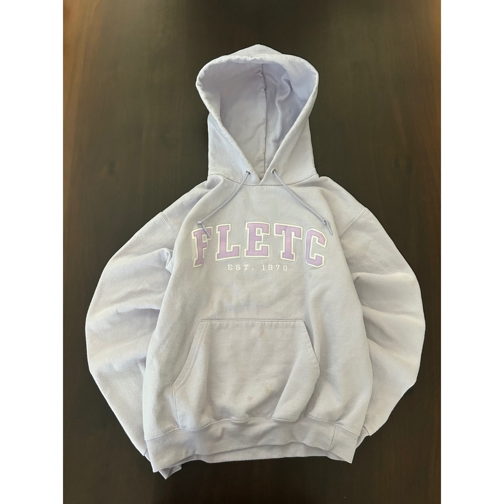 Champion FLETC EST 1970 Hoodie Lavender Purple Pullover Sweatshirt Small